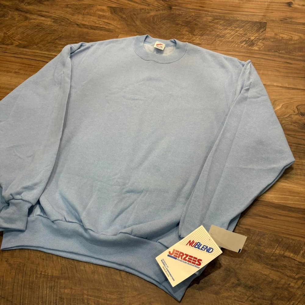 Vintage Y2K Jerzees Light Blue Crewneck Sweatshirt (Made in USA) NWT XL